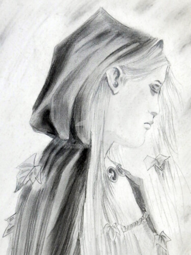 Dessin intitulée "My Lovely Lady" par Clement Tsang, Œuvre d'art originale, Fusain