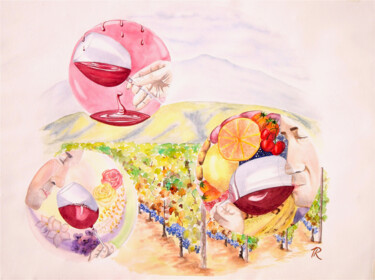 Aquarelle originale et unique: Odorat, Couleur, Arôme Peinture intitulée "Aquarelle originale…" par Isabelle Redonnet, Œuvre d'art originale, Aquarelle