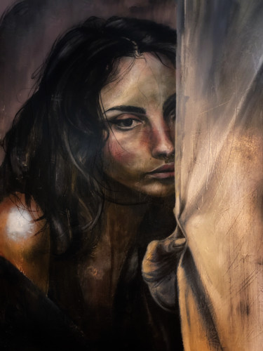 Painting titled "Sortir" by Gianluca Fascetto, Original Artwork, Oil Mounted on Wood Panel