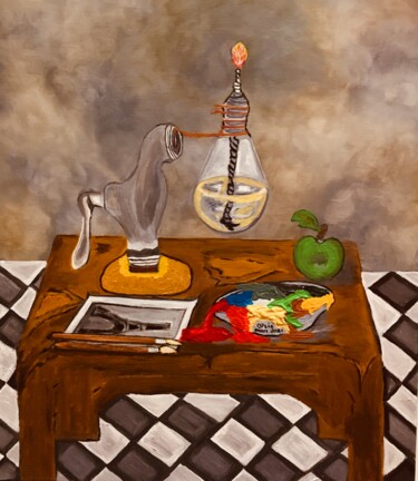 제목이 "Vintage Lamp"인 미술작품 Ma Lovelie Albarracin로, 원작, 아크릴