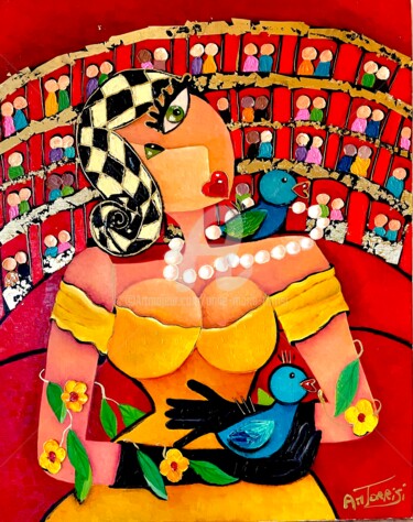 Peinture intitulée "LA CANTATRICE" par Anne Marie Torrisi, Œuvre d'art originale, Huile Monté sur Châssis en bois