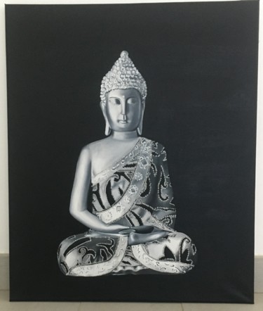 Peinture intitulée "Bouddha" par Mélanie Flamin, Œuvre d'art originale, Huile