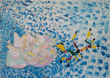 Le fond marin 图画 标题为“Le fond marin” 由Patricia Saccaggi, 原创艺术品, 颜料