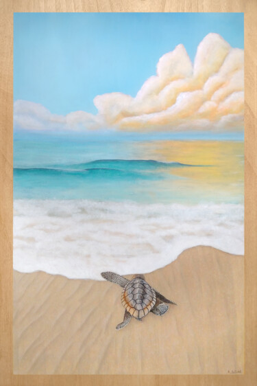 Painting titled "Premiers pas" by Aline Belliard, Original Artwork, Pastel