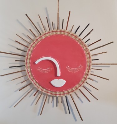 Sculptuur getiteld "Le soleil rose" door Céline Sicard, Origineel Kunstwerk, Keramiek