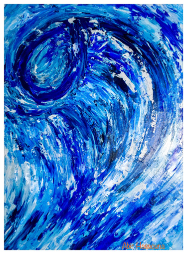 Peinture intitulée "Vague-wave" par Abir Hassouna, Œuvre d'art originale, Huile