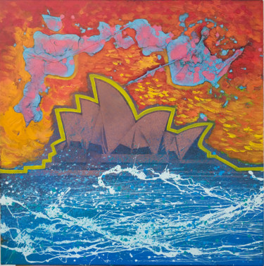 Peinture intitulée "STORM OVER SIDNEY O…" par Fake Art, Œuvre d'art originale, Huile