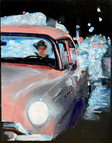绘画 标题为“Night Moves” 由Larry Aarons, 原创艺术品, 油 安装在其他刚性面板上