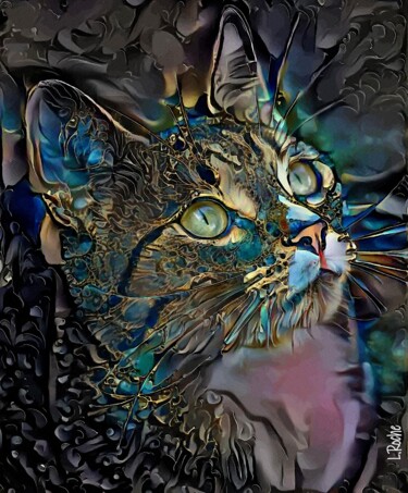 Karlos Jr, cat - Mix media on panel - 70x58 cm-Unique