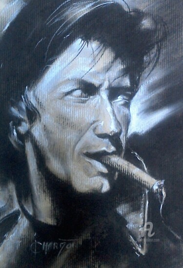 Tekening getiteld "Jacques Dutronc" door Isabelle Derangere, Origineel Kunstwerk, Pastel