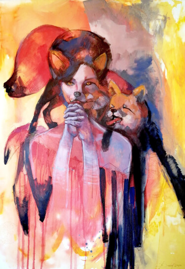 绘画 标题为“Fox woman” 由Olga David, 原创艺术品, 丙烯