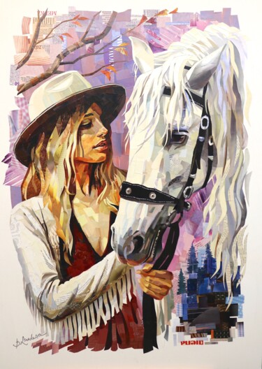 Painting titled "Friends" by Baiba Limane, Original Artwork, Collages