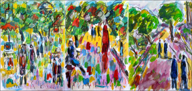 Malerei mit dem Titel "Triptyque Meeting1" von Jean Mirre, Original-Kunstwerk, Öl