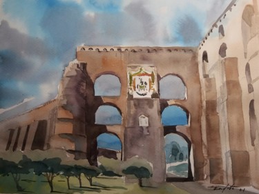 绘画 标题为“Aqueduto da Amoreira” 由Francisco Cadete, 原创艺术品, 水彩