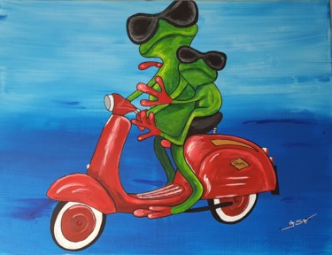 绘画 标题为“Green Frog” 由D.S.A.Rt, 原创艺术品, 丙烯