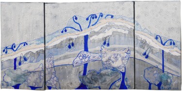 绘画 标题为“Arbres bleus (Tript…” 由Lucie Goubert (Liu-Gôé), 原创艺术品, 丙烯 安装在木质担架架上