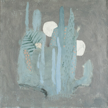 Painting titled "Moon" by Glib Franko, Original Artwork, Oil Mounted on Wood Stretcher frame