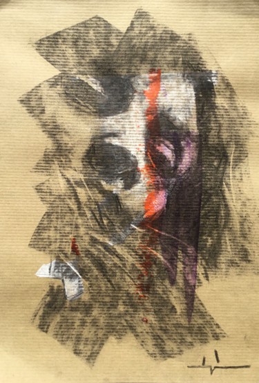 Drawing titled "Windy" by Dominique Dève, Original Artwork, Charcoal