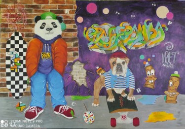 Painting titled "Graff1" by Kpbc, Original Artwork, Acrylic Mounted on Wood Stretcher frame
