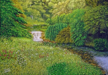 Painting titled "Flânerie de l'eau" by Benjamin Petit, Original Artwork, Acrylic