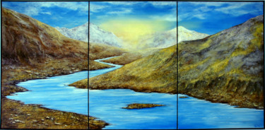 Malerei mit dem Titel "Triptyque" von Pierre Vogel, Original-Kunstwerk, Öl