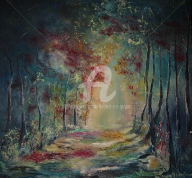 Peinture intitulée "sous bois d automne" par Hubert De Guyon, Œuvre d'art originale, Huile