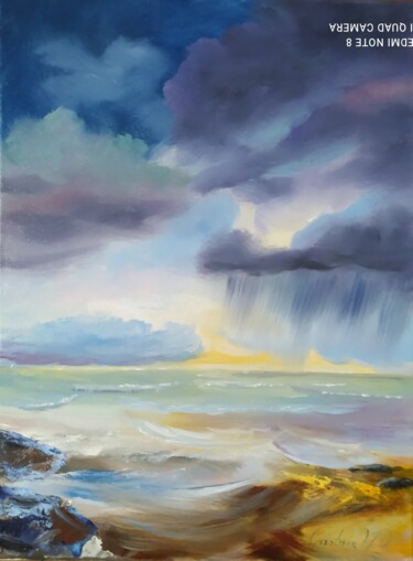绘画 标题为“Regen auf dem Meer” 由Karl-Werner Gerstner, 原创艺术品, 油