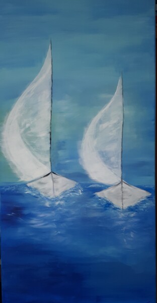 Peinture intitulée "les voiliers" par Monique Schoonenburg (MSC), Œuvre d'art originale, Acrylique