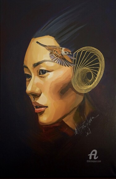 Sparrow Catcher Peinture intitulée "Sparrow Catcher" par Arina Apostolova, Œuvre d'art originale, Acrylique