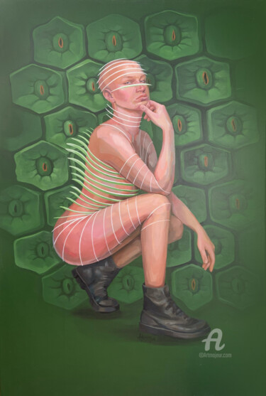 Peinture intitulée "Reptile" par Arina Apostolova, Œuvre d'art originale, Acrylique