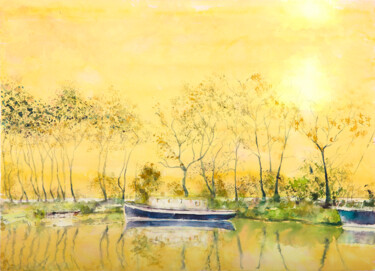 Malerei mit dem Titel "calmness" von Babett Landsberger, Original-Kunstwerk, Aquarell