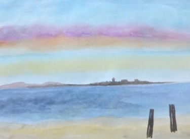 Painting titled "Venise, au loin Tor…" by Giulia Archer, Original Artwork, Watercolor