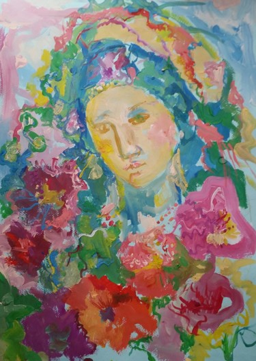 Malerei mit dem Titel "flowered" von Irina Kindritska, Original-Kunstwerk, Gouache