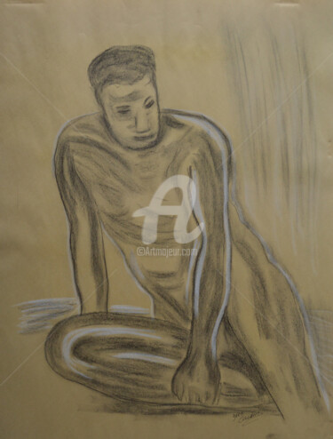 Nu18X24-Croquis08-Fusain 图画 标题为“Nu18X24-Croquis08-F…” 由Yves Maurice, 原创艺术品, 木炭