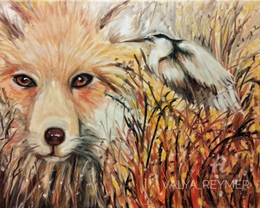 绘画 标题为“Fox and heron Paint…” 由Valentina Reymer, 原创艺术品, 油