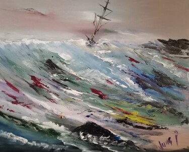 Peinture intitulée "Approche iles sangu…" par Pascal Jung, Œuvre d'art originale, Huile