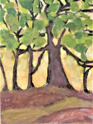 Painting titled "le vieux chêne et s…" by Giulia Archer, Original Artwork, Oil