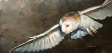 Painting titled "Nocny łowca" by Kazimierz Mordarski, Original Artwork, Oil