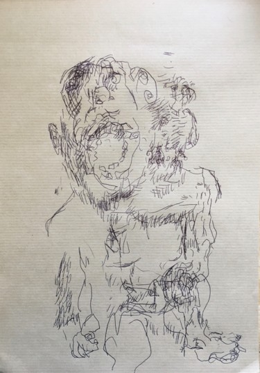 Dessin intitulée "Cri" par Olga Richir, Œuvre d'art originale, Stylo à bille