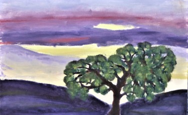 Painting titled "les collines de la…" by Giulia Archer, Original Artwork, Oil