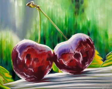 Cherries 绘画 标题为“Cherries” 由Anna Shabalova, 原创艺术品, 油 安装在木质担架架上