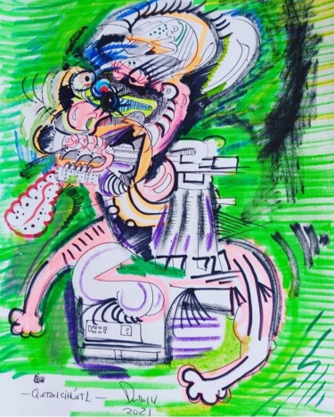 绘画 标题为“Quetzalcihuatl” 由Adrian Dordelly, 原创艺术品, 标记