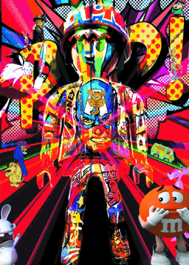 Arts numériques intitulée "playmo pop" par Patrice Fligny, Œuvre d'art originale, Travail numérique 2D Monté sur Aluminium