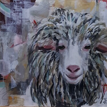 제목이 "Smiling Sheep"인 미술작품 Anya Komaristaia로, 원작, 아크릴