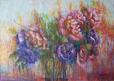 Painting titled "Royal Roses" by Rakhmet Redzhepov, Original Artwork, Acrylic Mounted on Wood Stretcher frame