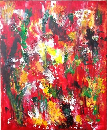 Painting titled ""EN  FORÊT"" by Nadine Jacot (Nad-Ev), Original Artwork, Acrylic