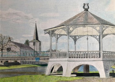 Vue de Hotton (Belgique) Dessin intitulée "Vue de Hotton (Belg…" par Pierre Bayet, Œuvre d'art originale, Crayon
