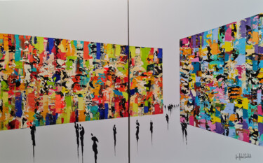 Painting titled "VERNISSAGE 2021" by Jean-Humbert Savoldelli, Original Artwork, Acrylic Mounted on Wood Stretcher frame
