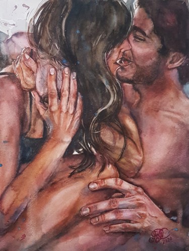 Painting titled "Just feelings" by Tamara Maior, Original Artwork, Watercolor