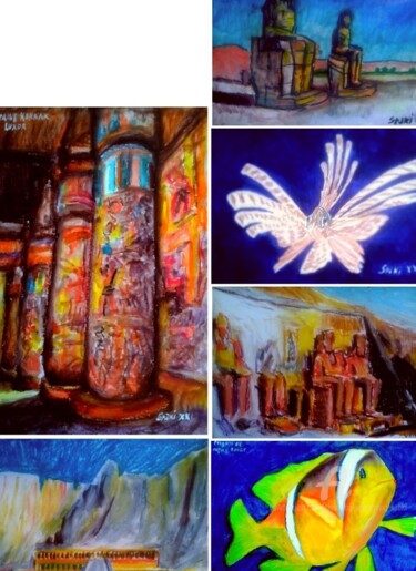Duo dixi Misr dixhuitiemme virtuel exposition Peinture intitulée "Duo dixi Misr dixhu…" par Slobodan Spasojevic (Spaki), Œuvre d'art originale, Pastel